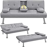 Yaheetech Klappbares Schlafsofa Couch Sofa mit Schlaffunktion Bettsofa mit Großer Liegefläche von...