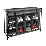 Relaxdays Camping Schuhregal, 16 Fächer, Stoffschuhschrank mit Vorhang, HxBxT: 65 x 85 x 35,5 cm,...