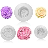 BOULESENM 3 PCS Silikonform Blumen, Rosen Nelke Pfingstrose Silikonformen,Silikonformen Gießformen...