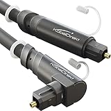 KabelDirekt – TOSLINK-Kabel 90° gewinkelt mit 0% Signalverlust – 1 m – Glasfaserkabel für...
