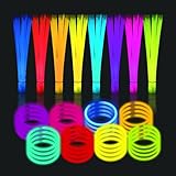 RMIVEGLIA Knicklichter Party Set – 100 Stück Glow Sticks Leuchtstäbe mit Verbindern, Bunte...