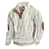 Herren-Sweatshirts ohne Kapuze, Stehkragen, Thermo-Top, Knopfleiste, langärmelig, lockere Passform,...