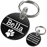 Edelstahl Hundemarke schwarz mit Gravur - ⌀25mm oder 30mm - Personalisiert mit Name, Motiv und...