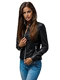 OZONEE Damen Lederjacke Kunstlederjacke Kunstleder Farbvarianten Jacke Bikerjacke Übergangsjacke...