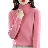 Damen Merino Wolle Hoher Umsatzkragen Strickpullover für Warm Top Elegant, Fen Se, XL