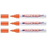 Edding 3 Stück 8750 Marker, speziell für Industrie, Orange, 2-4 mm