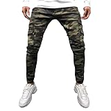 Aosufei Herren-Jogginghose, lässig, bequem, zerrissene Jogginghose, Skinny, Harems,...