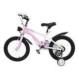 LOIRIIC Kinderfahrrad, Hochkohlenstoffstahl Kinderfahrrad mit Licht & 2 Stützrädern, Anwendbare...