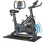Heimtrainer Fahrrad, SLUNSE Leises Hometrainer Ergometer mit APP Verbessertem LCD-Monitor, Spinning...