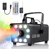 MAMIZO Nebelmaschine Mini, 500W Fog Rauchmaschine mit RGB Effekt, 13 Farben 10 LED Licht Smoke...