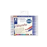 STAEDTLER 3005 TB12 Kalligraphiestift, doppelseitig, Mehrfarbig, 12 Stück, 1 Packung