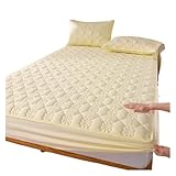 Wasserdichtes gestepptes Spannbettlaken, Bettlaken, Queen-Size-Matratzenbezug aus Rohbaumwolle,...