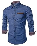 COOFANDY Hemd Herren Langarm Jeanshemd Denim Hemd Rockabilly Regular Fit Freizeithemd Baumwoll...