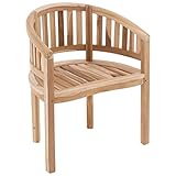 DIVERO Bananenstuhl Miami geschwungen aus Teak Holz, unbehandelt – Reine Handarbeit – Farbe:...
