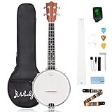 Mulucky Banjolele, 4 Saiten, Banjo-Ukulele, Konzert-Größe, 58,9 cm, geschlossener...