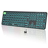 seenda Kabellose Tastatur beleuchtet, Multi-Gerät USB & Bluetooth Tastatur mit 7 Farben RGB...
