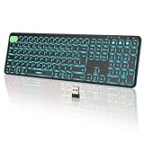 seenda Tastatur kabellos beleuchtet, USB & Bluetooth Tastatur mit 7 Farben Hintergrundbeleuchtung,...