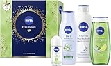 NIVEA Feel Good Geschenkset, Pflegeset mit feuchtigkeitsspendenden Pflegeprodukten, Geschenkbox mit...