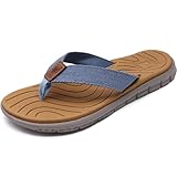 KuaiLu Flip Flops Damen Weich Leder Stoff Zehentrenner Frauen Bade Sandalen Bequeme Breite Füße...