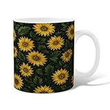Keramik-Kaffeetasse mit Sonnenblumen-Motiv, natürliches Blattgrün, Sommergelb, Neuheit, heiße...