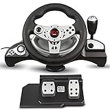 NanoRS RS700 Gaming Rennlenkrad 270° Lenkbereich Ganghebel Gas- und Bremspedal Vibrationen 7 in 1...