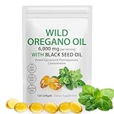 Oregano öl mit Schwarzkümmelöl, 120 Softgels - 2 in 1 6000mg Oreganoöl, 300mg Oregano...