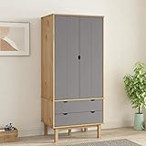 ShCuShan Kleiderschrank OTTA Braun&Grau 76,5x53x172 cm Mehrzweckschrank Haushaltsschrank Schrank...