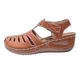 Damen Sandalen Retro Keilabsatz Geschlossene Zehenpartie Damen Sommerschuhe Orthopädische...