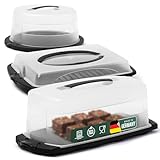 Novaliv Kuchen-Transportbox 3er Set Rund, Eckig und Rechteckig Aufbewahrungsboxen mit Deckel Torte...