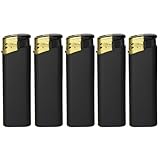 5 Feuerzeuge Schwarz Matt Slim Line Feuerzeug mit Normalflamme Soft Flame Gas wiederbefüllbar...