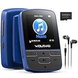 WOLFANG 64 GB MP3-Player mit Bluetooth 5.3, Sportclip, Mini-Größe, Gewicht 28,3 g, HiFi FM-Radio,...