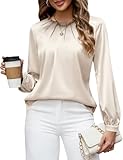 Blooming Jelly Bluse Damen Elegant Business Oberteile Langarm Shirts Herbst Satin Tops Aprikose L