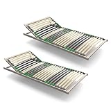 FlexStar 7-Zonen Lattenrost 2er Set 80x200 – Kopfteil verstellbar - auch für Bettgröße 160x200...