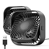 TOPK USB Ventilator 2 Stück Mini Tischventilatoren leiser Betrieb und starker Luftstrom, 3...