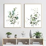 2er Poster Set, Abstrakt Blätter Bilder, Moderne Wandbilder, Bilder Set Wohnzimmer Deko...