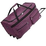 Deuba XXL Reisetasche 160L Trolleyfunktion Teleskopgriff Violett Duffle Bag Sporttasche Reisegepäck...