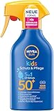 NIVEA SUN Kids Schutz & Pflege Sonnenspray LSF 50+, hoher Sonnenschutz mit Panthenol, Vitamin C und...