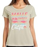 Malle Party Outfit Mallorca Sonnenbrille Palmen Strand Sommer Damen T-Shirt, Natur, M
