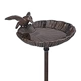 Relaxdays Vogeltränke zum Stecken, Wasserschale mit Vogel, frostsicher, Gartenstecker, 100 cm hoch,...