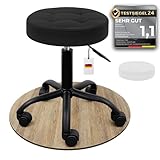 Movaro Rollhocker mit Metall-Basis und leisen Gummirollen [TESTSIEGER] – höhenverstellbar, 360°...