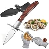 SPEENSUN Austernmesser,Austernmesser Und Handschuh,Austern Set mit Premium-Holzgriff,Edelstahl...