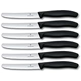 Victorinox 6 Stück Tafelmesser - Tomatenmesser Swiss Classic mit Wellenschliff rostfrei - Swiss...