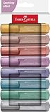 Faber-Castell 254678 - Textmarker Set 46, 8er Etui, Metallic Farben, mit langlebiger Keilspitze,...