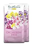 BestGreen Orchideenerde 10 L (2×5 L) – torfreduziertes Orchideensubstrat mit grober Pinienrinde...