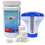 Cristal Multitabs Chlor mit Dosierer & Thermometer - Komplettset für Whirlpool & Pool -...