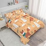 Schlicht Bettdecke 135x200 4 Jahreszeiten Brauner Fuchs Ganzjahresdecke Waschbar Sommer Druck...