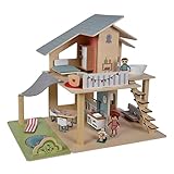 Eichhorn - Puppenhaus mit Zubehör - inkl. Möbel und 3 Figuren, unmontiert, aus Holz, 25 teilig,...
