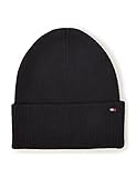 Tommy Hilfiger Damen Strickmütze Essential Flag Beanie mit Kaschmiranteil, Schwarz (Black), OneSize