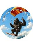 Tortenaufleger Wunschname, Affe, Surfer, Lustig, Tortendeko, Cake Decoration Fondant, Ø 20cm, 0187A...