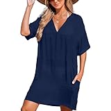 Joyesplay Strandkleid Damen Sommer, Bikini Cover Up Strandtunika Strandkleider V-Hals Atmungsaktiv...
